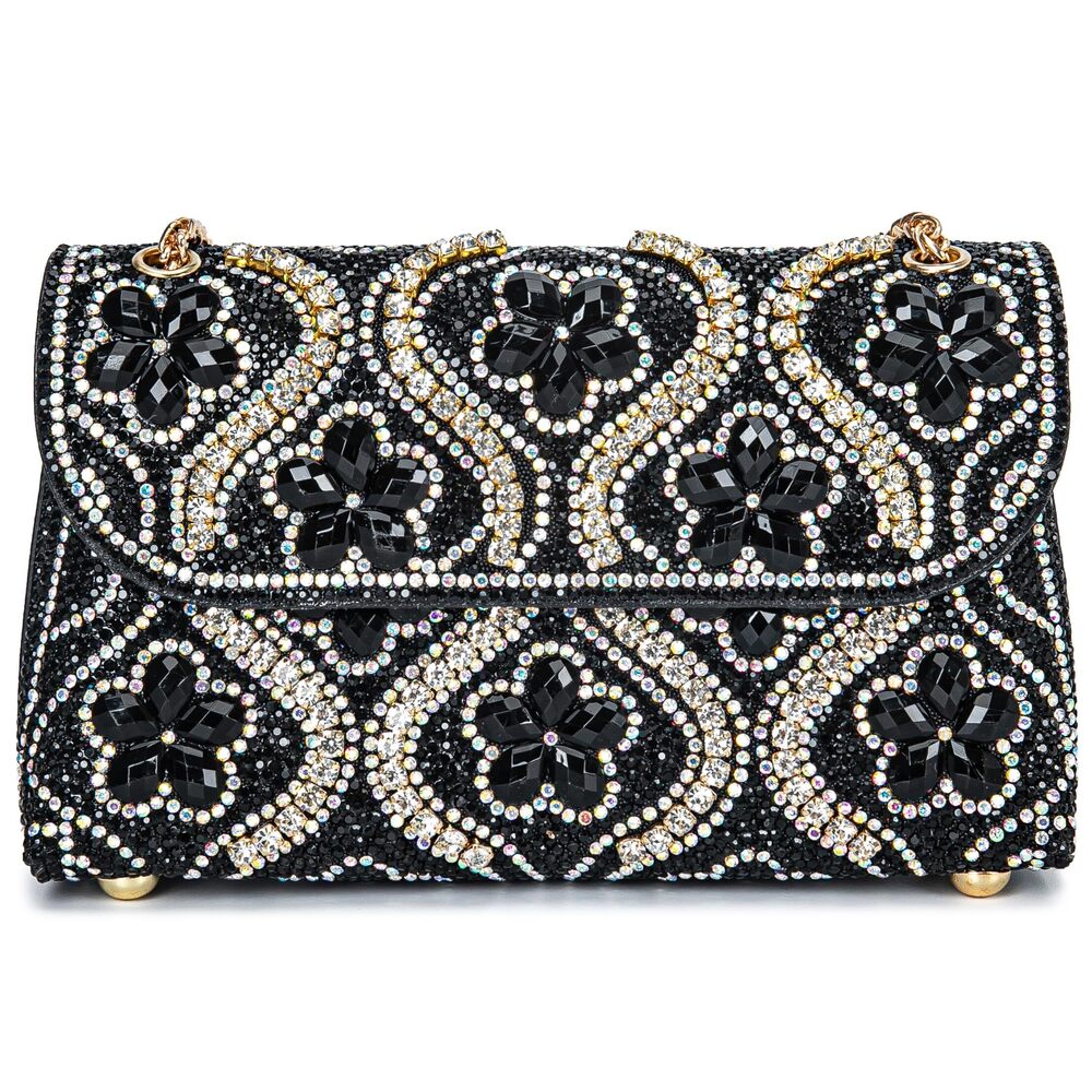 9828 Flower Evening Handbags Chain Strap Square Shoulder Bag Crossbody Bag